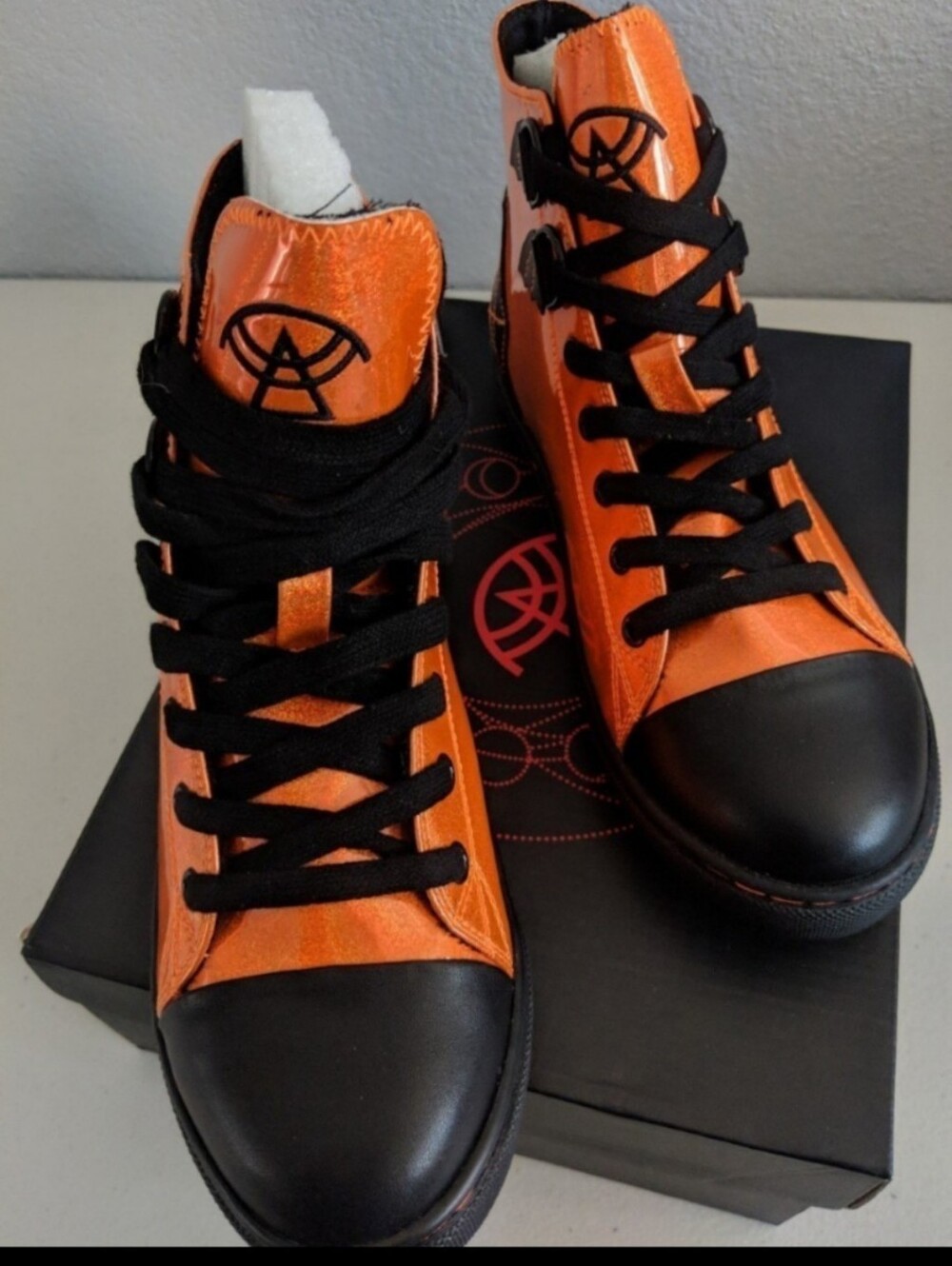 Rare Strange Cvlt Chelsea Halloween High Top Sneakers Orange Black Bat Web New